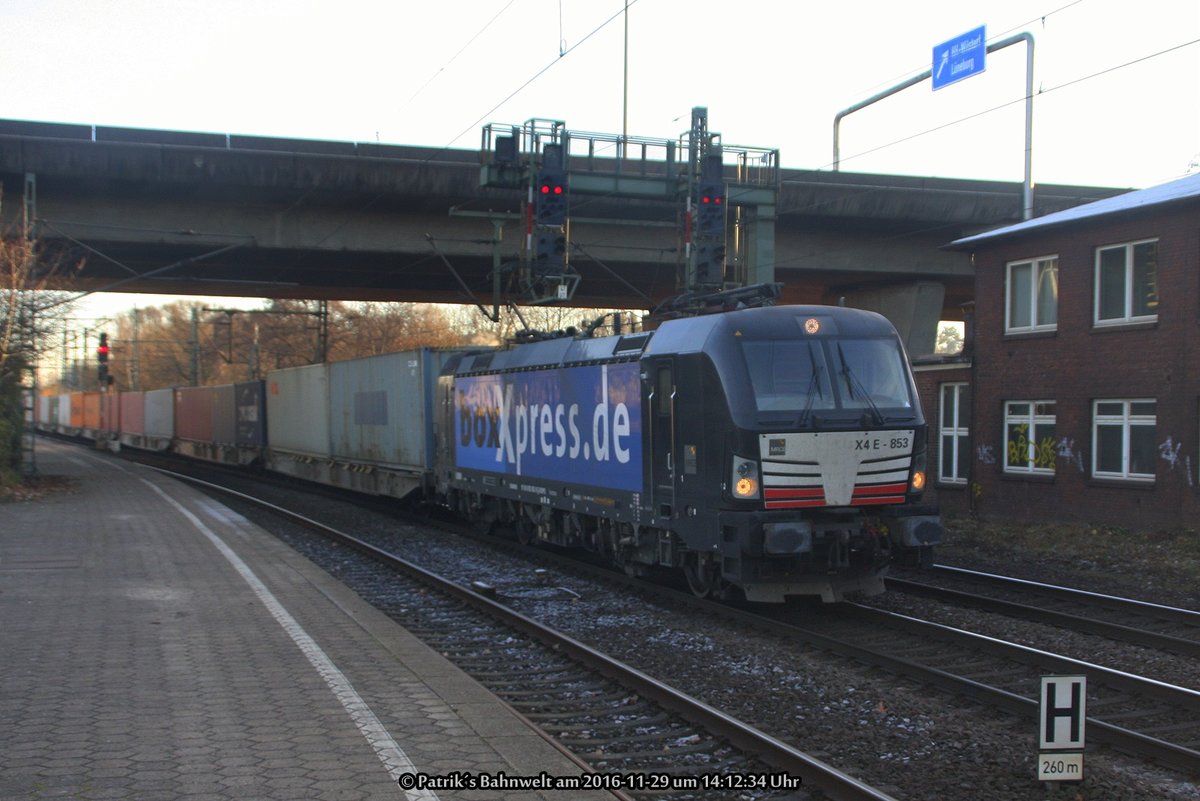 MRCE / boxXpress 193 853 mit Containerzug am 29.11.2016 in Hamburg-Harburg