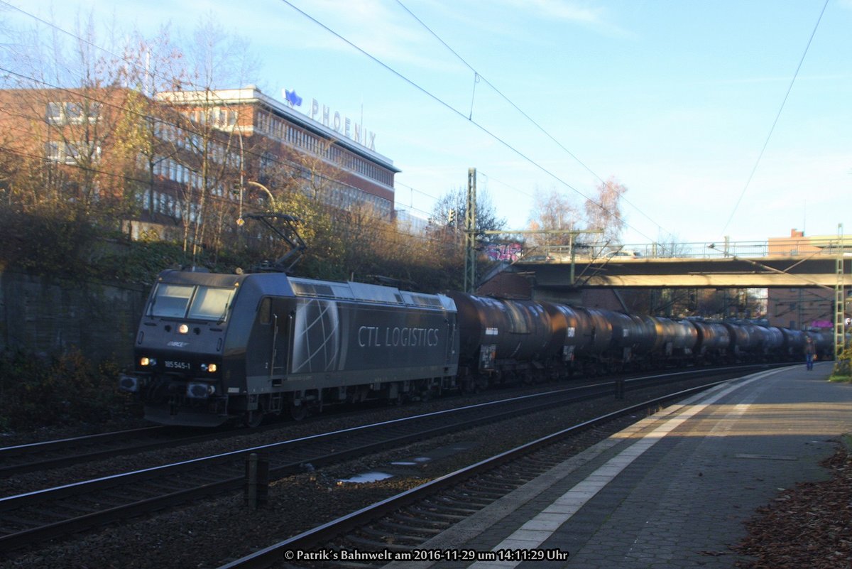 MRCE / CTLL 185 545 mit Kesselwagenzug am 29.11.2016 in Hamburg-Harburg