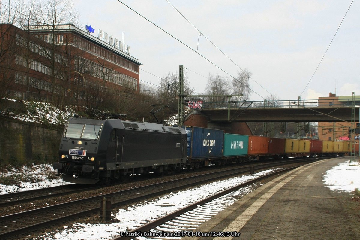 MRCE / Metrans 185 547 mit Containerzug am 18.01.2017 in Hamburg-Harburg