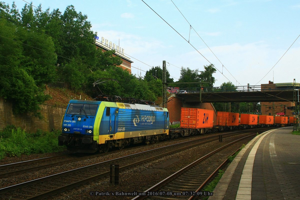 MRCE / PKP Cargo 189 205 mit Containerzug am 08.07.2016 in Hamburg-Harburg