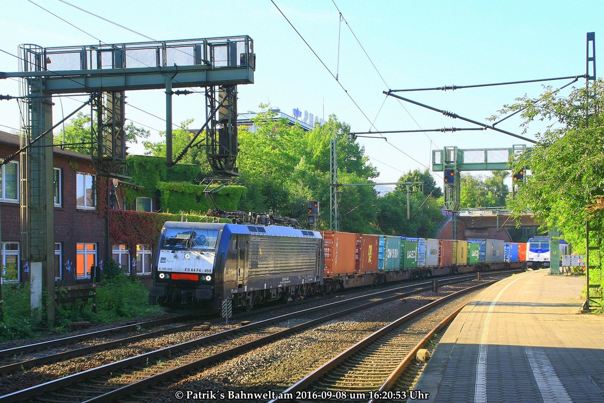 MRCE 189 459 mit Containerzug am 08.09.2016 in Hamburg-Harburg