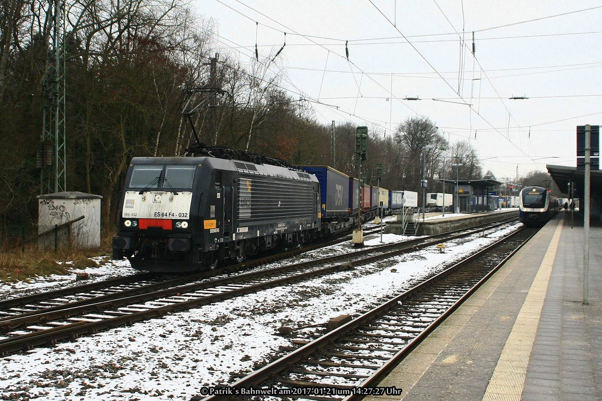 MRCE 189 932 mit KLV-Zug am 21.01.2017 in Verden (Aller)