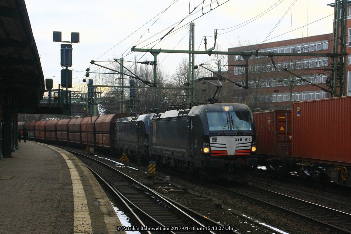 MRCE 193 610 + MRCE 193 615 mit Kohlewagenzug am 18.01.2017 in Hamburg-Harburg