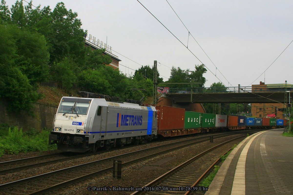 MTR E186 437 mit Containerzug am 08.07.2016 in Hamburg-Harburg