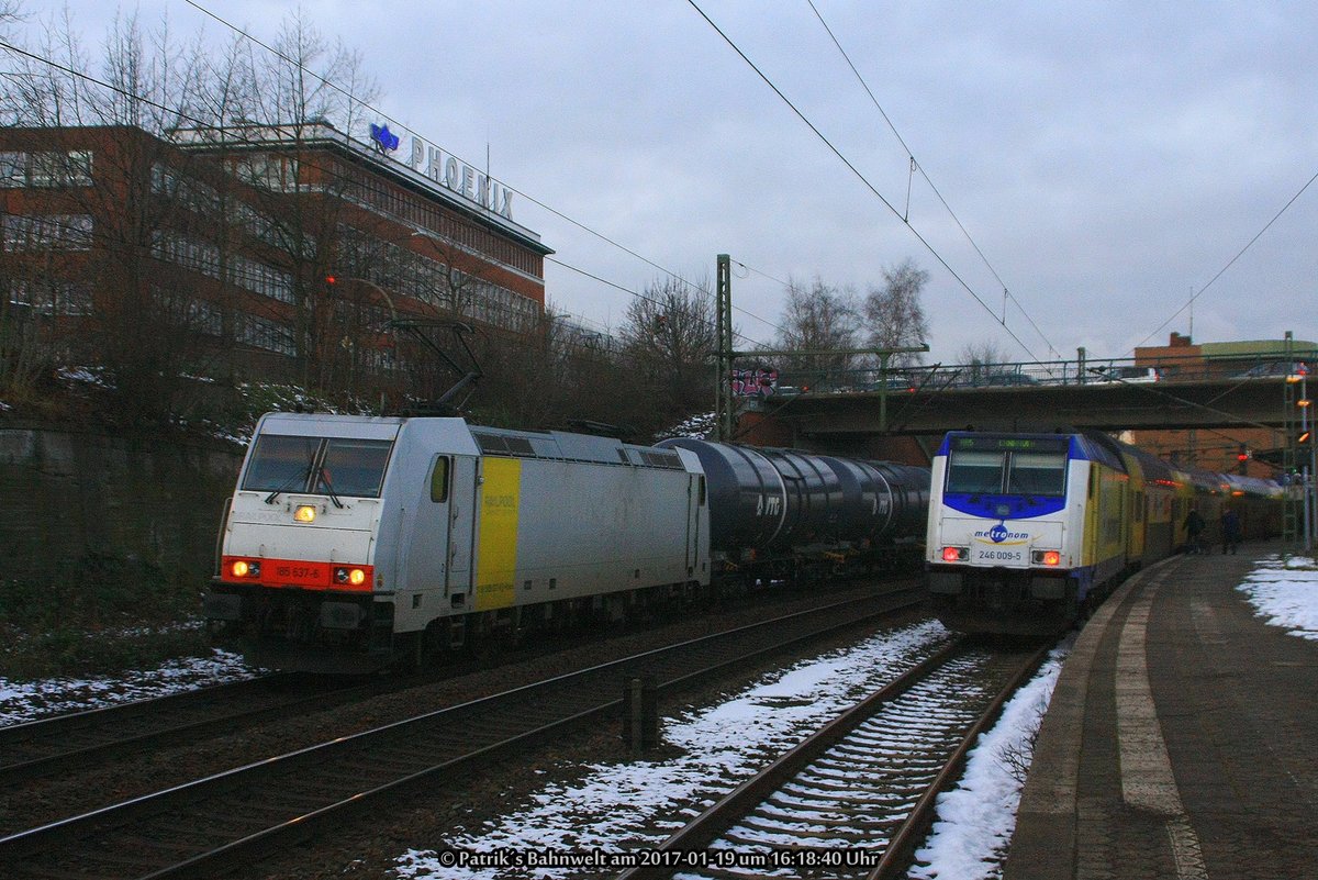 RAILPOOL 185 637 mit Kesselwagenzug am 19.01.2017 in Hamburg-Harburg