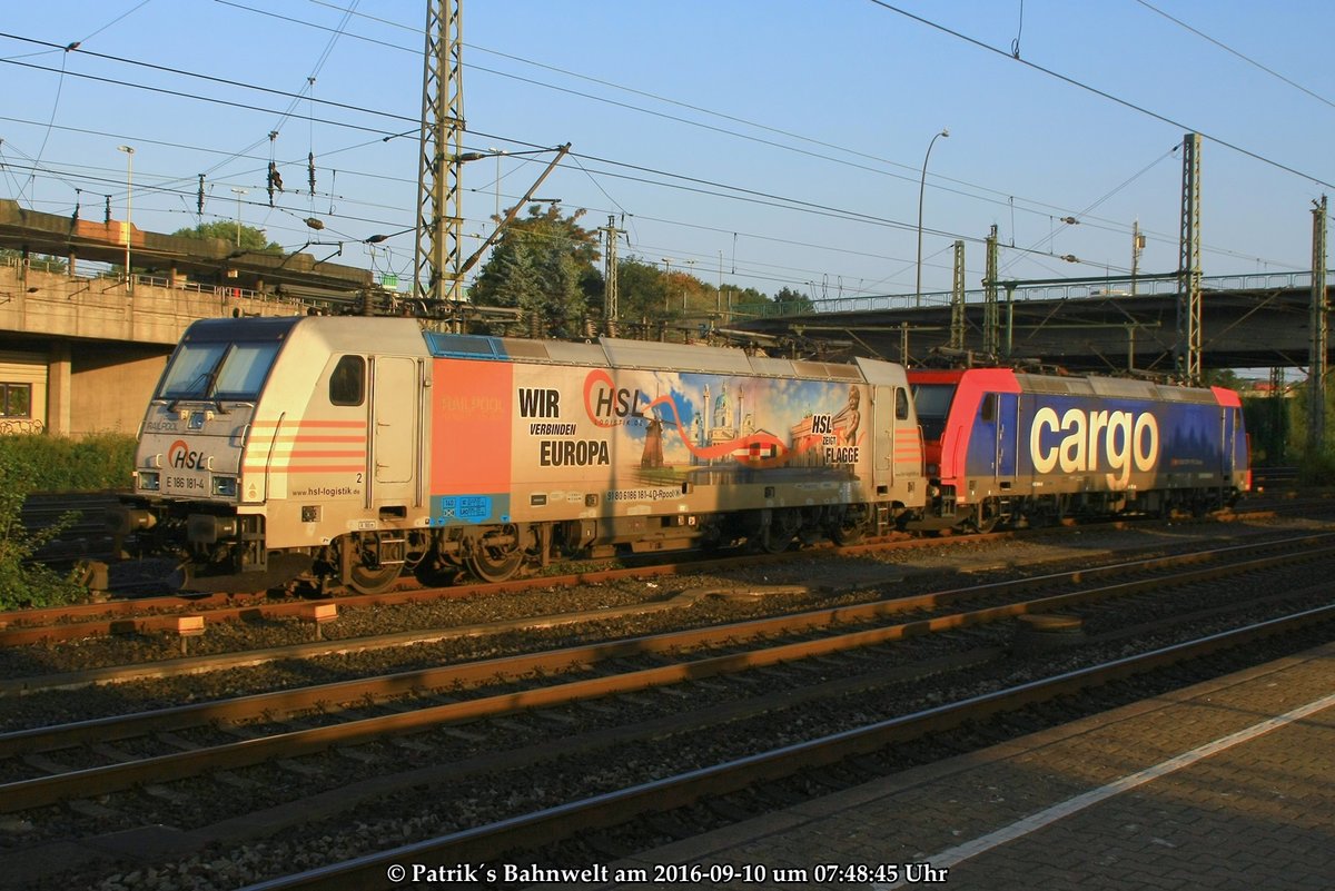 RPOOL / HSL 186 181 & SBB Cargo 482 046 abgestellt am 10.09.2016 in Hamburg-Harburg