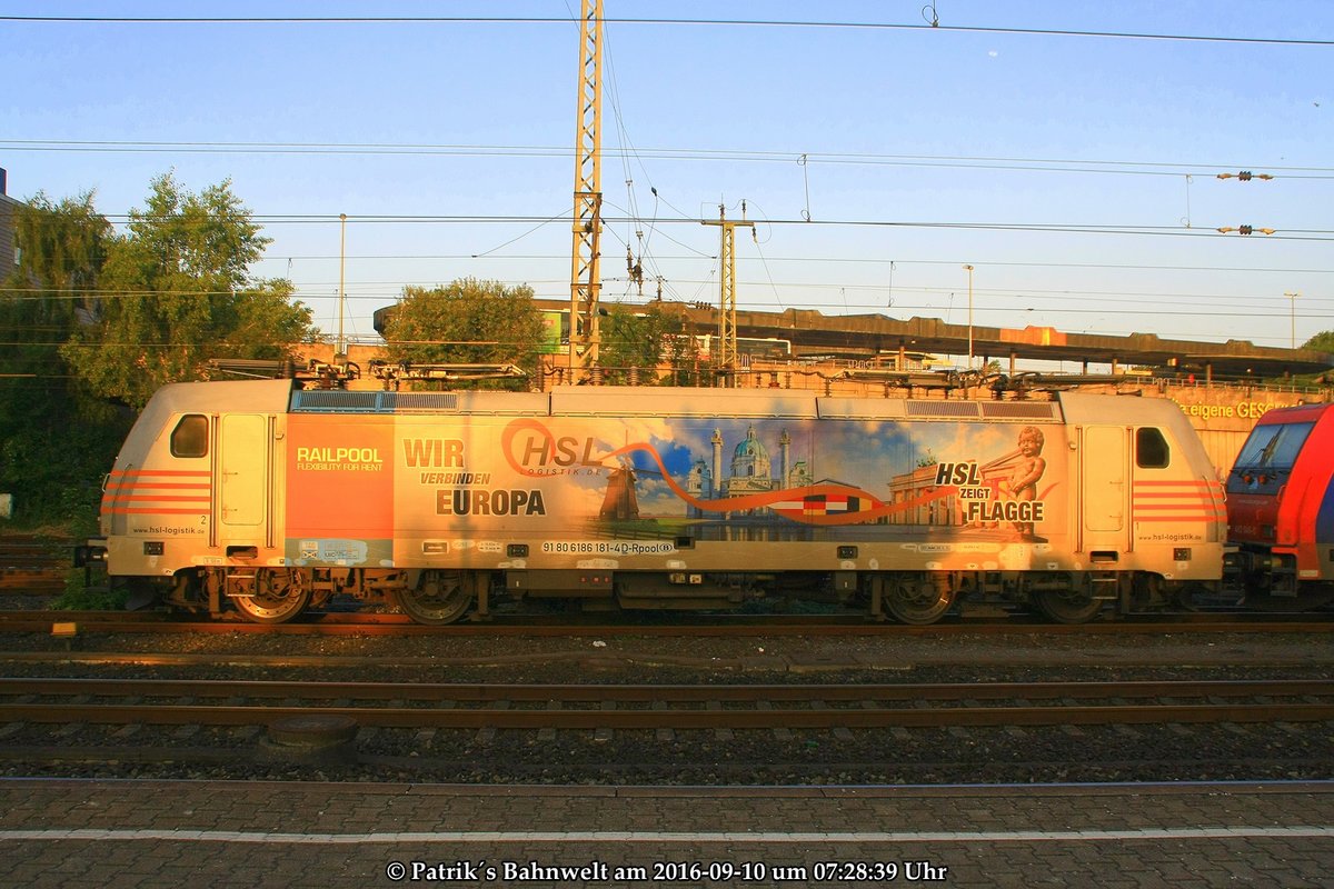 RPOOL / HSL Logistics 186 181 abgestellt am 10.09.2016 in Hamburg-Harburg