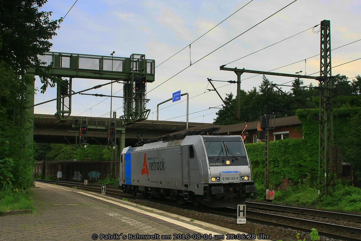 RPOOL / VTG Rail Logistics E186 145 Lz am 04.08.2016 in Hamburg-Harburg