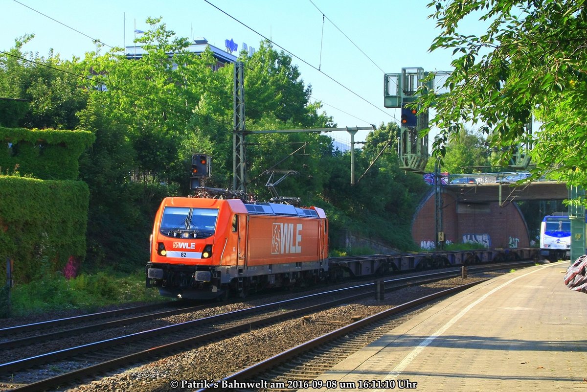 WLE 187 010  WLE 82  mit Containerzug am 08.09.2016 in Hamburg-Harburg