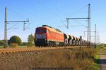 WFL 232 901 mit Schotterwagenzug am 29.10.2016 in Dedensen-Gümmer auf dem Weg Richtung Westen