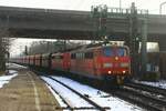 DB 151 110 + DB 151 116 mit Erzwagenzug am 18.01.2017 in Hamburg-Harburg