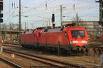 DB 182 013 + DB 182 010 abgestellt am 04.03.2017 in Cottbus