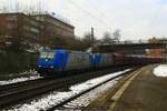 VPS 185 530 + VPS 185 508 mit Kohlewagenzug am 18.01.2017 in Hamburg-Harburg