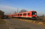 DB 474 131 + DB 474 121 als S3 nach Pinneberg am 27.01.2017 in Neukloster (Kreis Stade)