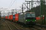 ELL / WLC 193 213 mit Containerzug am 09.03.2017 in Hamburg-Harburg