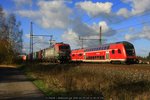 PKP Cargo 193-506 mit Containerzug am 29.10.2016 in Dedensen-Gümmer auf dem Weg Richtung Osten